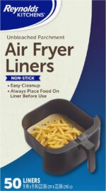 Reynolds Kitchens Air Fryer Liners Disposable, Unbleached Parchment Paper Sheets, 50 Count - Image 2