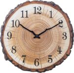 Rustic Wooden Wall Clock 12 Inch Silent Non Ticking Wall Clocks Battery Operated - Image 2