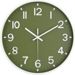 Silent Wall Clock Non-Ticking Battery Operated – Modern Olive Green Analog Wall Clock for Living Room, Kitchen, Office, Bedroom – Stylish Home Wall Decor Clock, 10 Inch - Image 2