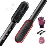 TYMO Ring Plus Ionic Hair Straightener Brush - Straightening Comb with Negative Ions for Women, Titanium Coating, 9 Temp Settings & LED Display, Dual Voltage, Professional Styling Tools - Image 2