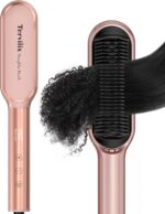 Terviiix Hair Straightener Brush Rose Gold - Ionic Anti-Frizz Hair Straightening Comb with MCH Heater, 13 Heat Settings, Fast Heating 20S, Dual Voltage, for Smooth & Shiny Hair - Image 2
