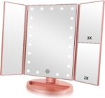 Trifold Makeup Mirror Vanity Mirror with Lights,1X 2X 3X Magnification,Touch Control,Adjustable Rotation,Dual Power Supply,Portable Travel Cosmetic Mirror,Birthday Gifts for Women,Teengirls - Image 2