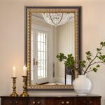 Vintage Gold Mirror, 36 Inches x 24 Inches Black Gold Baroque Wall Mirror with Handmade Aged Gold Carved Solid Wood Frame for Fireplace Mantel, Entryway - Image 2