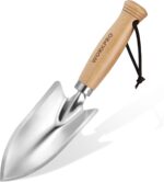 WORKPRO 11" Garden Hand Trowel, Heavy Duty Polished Stainless Steel Garden Shovels with Wood Handle, Small Gardening Hand Tools for Digging, Planting, Measure, Transplanting - Image 2
