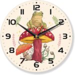 Wall Clocks,Frog 10 Inch Wall Clock,Mushroom Small Battery Operated Wall Clocks Decorative for Kitchen/Living Room/Bedroom/Bathroom/Dining Room - Image 2