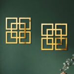 Weysat Wall Mount Home Mirror, 2 Pieces Silver Square Decorative Mirror for Bedroom, Living Room, Bathroom, 11.8 x 11.8 Inches(Gold,Mirrored) - Image 2