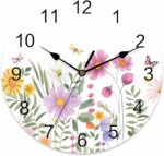 Wildflower Butterfly PVC Wall Clock Silent Non-Ticking Battery Operated Clocks, Spring Floral Round Clock for Home Living Room Office School Kitchen Bedroom Bathroom Wall Decor 10 Inch Summer Flowers - Image 2